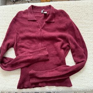 twiggy LONDON Vintage V-Neck Angora Burgundy Sweater